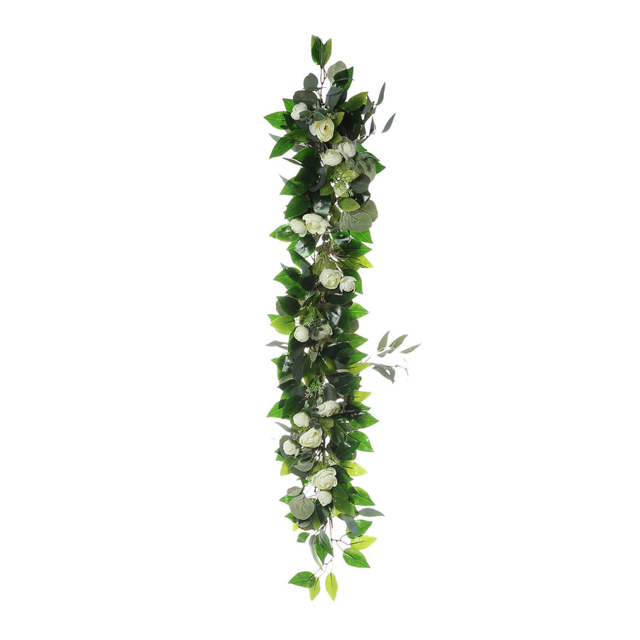 40" | Artificial Eucalyptus/Willow Leaf Ranunculus Flower Garland Vine