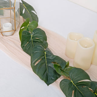 Create an Everlasting Charm with the Tropical Vine 6ft Light Green Artificial Monstera Leaf Garland