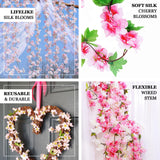 2 Pack | 7ft Blush/Rose Gold Artificial Cherry Blossom Flower Garland