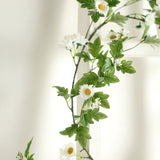 5.5ft | White Artificial Daisy, Magnolia Leaf Flower Garland Faux Vine