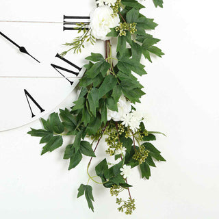 Transform Your Party Decor with the White Artificial Silk Peony/Foliage Hanging Flower Garland Vine
