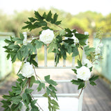 6ft | White Artificial Silk Peony/Foliage Hanging Flower Garland Vine