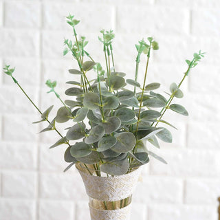 Create Stunning Wedding and Party Decor with 2 Bushes of 19" Frosted Green Artificial Eucalyptus Branch Bouquet Plants Create Stunning Wedding and Party Decor with 2 Bushes of 19" Frosted Green Artificial Eucalyptus Branch Bouquet Plants