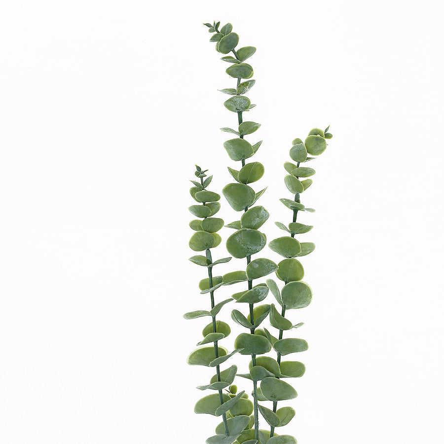 3 Bushes | 30inch Frosted Green Artificial Eucalyptus Branches Faux Plant