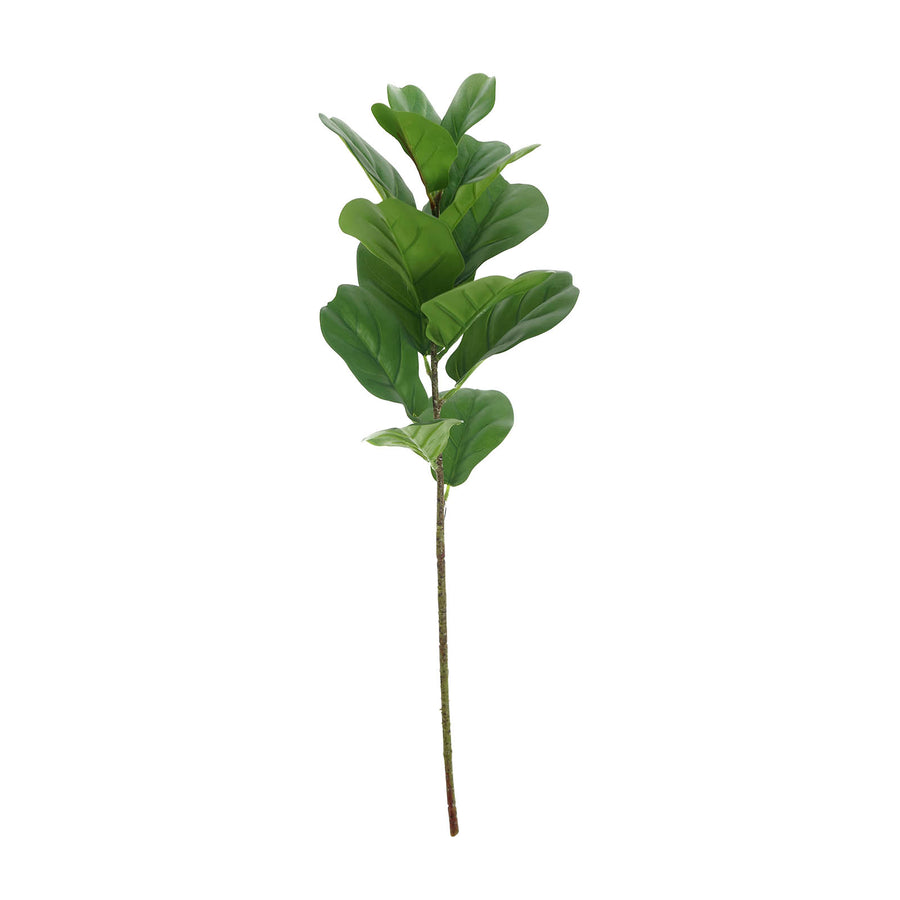 2 Bushes | 25Inch Green Artificial Fiddle Leaf Branch Stems, Faux Plants