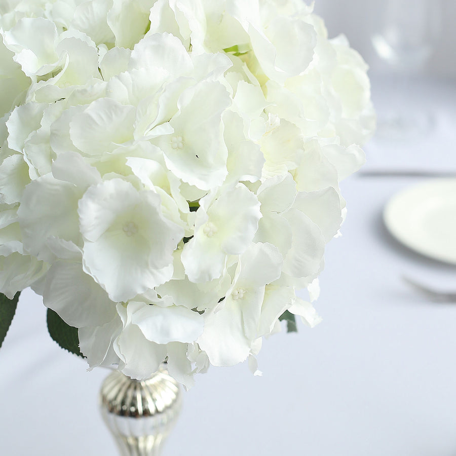 5 Bushes | Cream Artificial Silk Hydrangea Flower Bouquets#whtbkgd