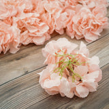 10 Flower Head & Stems | Blush/Rose Gold Artificial Satin Hydrangeas, DIY Arrangement