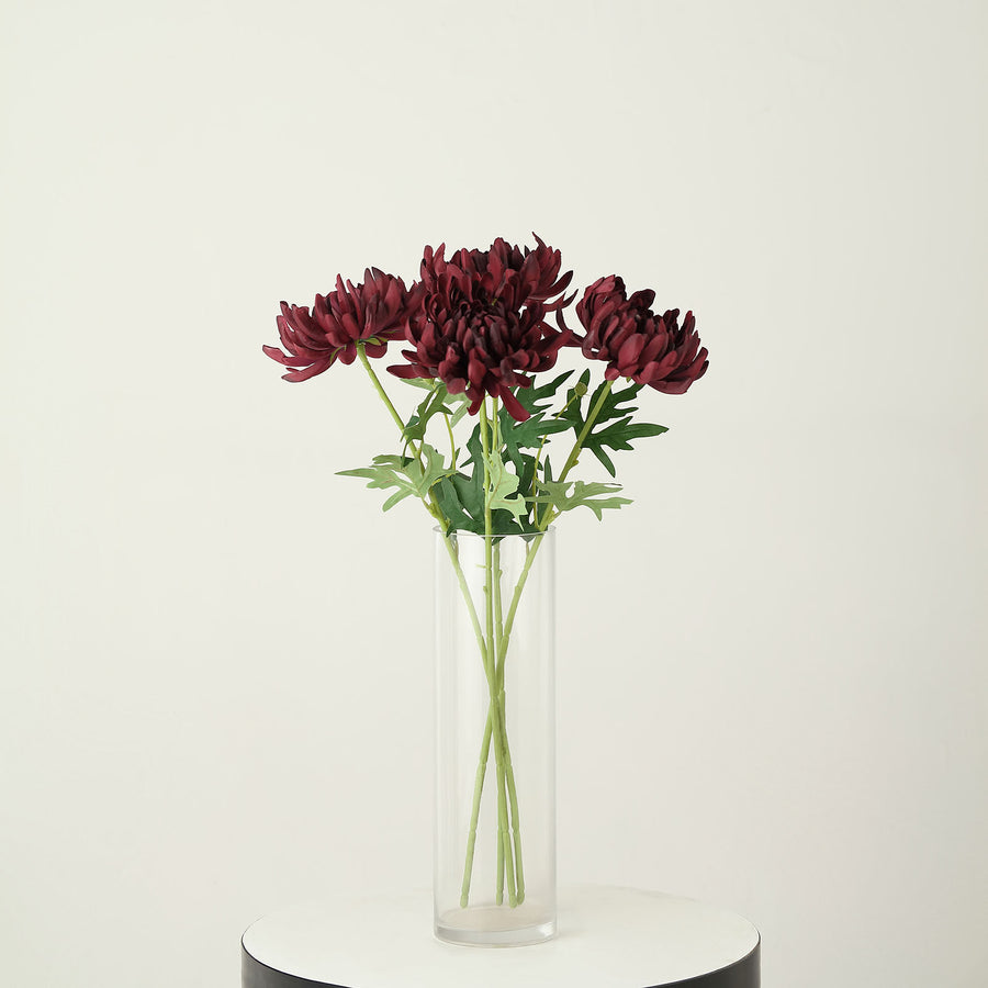 3 Stems | Burgundy 27inch Artificial Silk Chrysanthemum Bouquet Flowers
