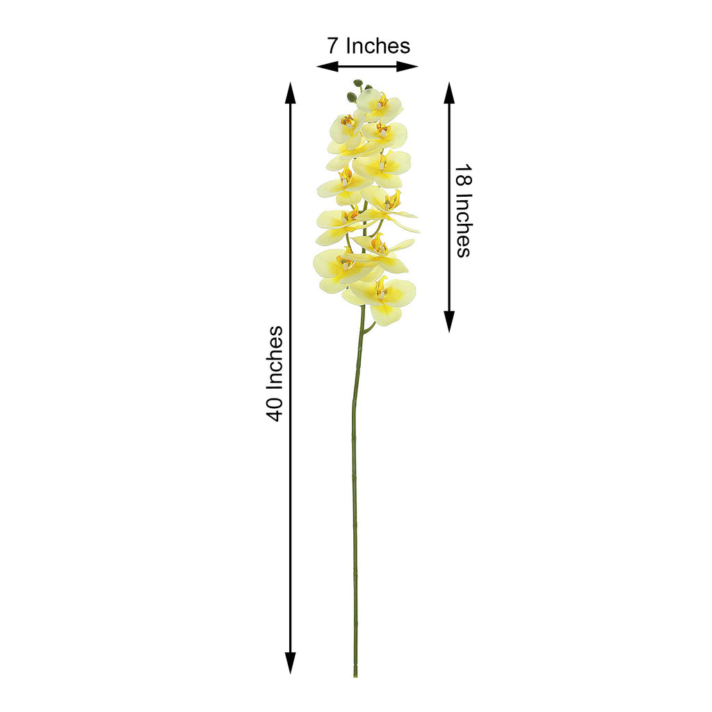 2 Stems 40" White Yellow Silk Orchid Flower