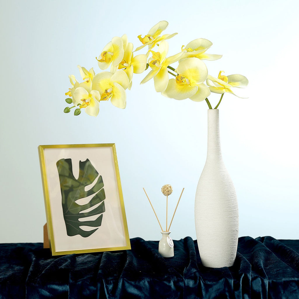 2 Stems 40" White Yellow Silk Orchid Flower