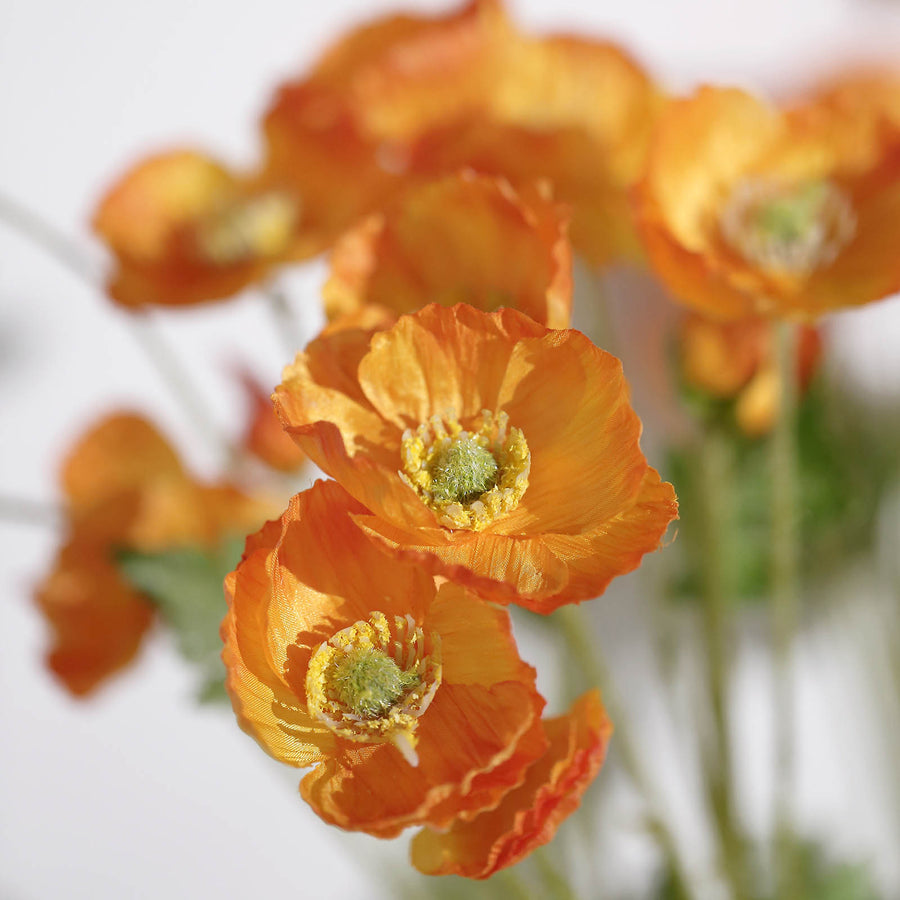 2 Stems | 33Inch Orange Artificial Silk Poppy Flower Bouquet Bushes#whtbkgd