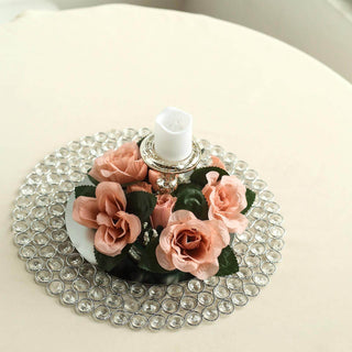 Create a Memorable Atmosphere with Dusty Rose Artificial Silk Rose Flower Candle Ring Wreaths