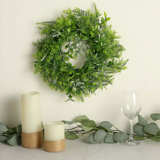 Create Unforgettable Memories with 2 Pack | 4" Green Artificial Fern Leaf Mix Pillar Candle Ring Wreaths Create Unforgettable Memories with 2 Pack | 4" Green Artificial Fern Leaf Mix Pillar Candle Ring Wreaths
