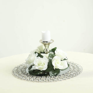 Perfect for Every Occasion - Ivory Artificial Silk Rose Candle Ring Wreaths