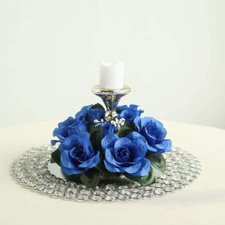 Elevate Your Event Décor with Royal Blue Artificial Silk Rose Flower Candle Ring Wreaths Elevate Your Event Décor with Royal Blue Artificial Silk Rose Flower Candle Ring Wreaths