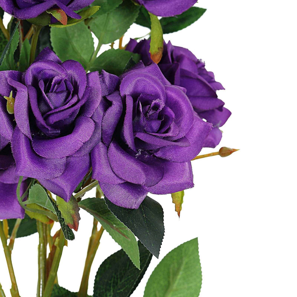 2 Stems 38" Purple Silk Rose Flower Bouquet