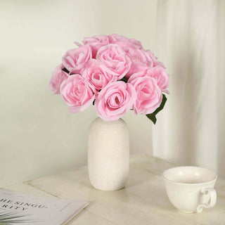 12" Pink Artificial Velvet-Like Rose Flower Bouquet 12" Pink Artificial Velvet-Like Rose Flower Bouquet