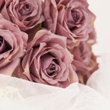 2 Bushes | 18inch Real Touch Dusty Rose Artificial Rose Flower Bouquet, Silk Long Stem Flower