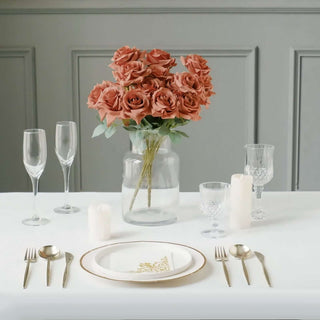 Terracotta (Rust) Real Touch Artificial Silk Rose Flower Bushes Terracotta (Rust) Real Touch Artificial Silk Rose Flower Bushes