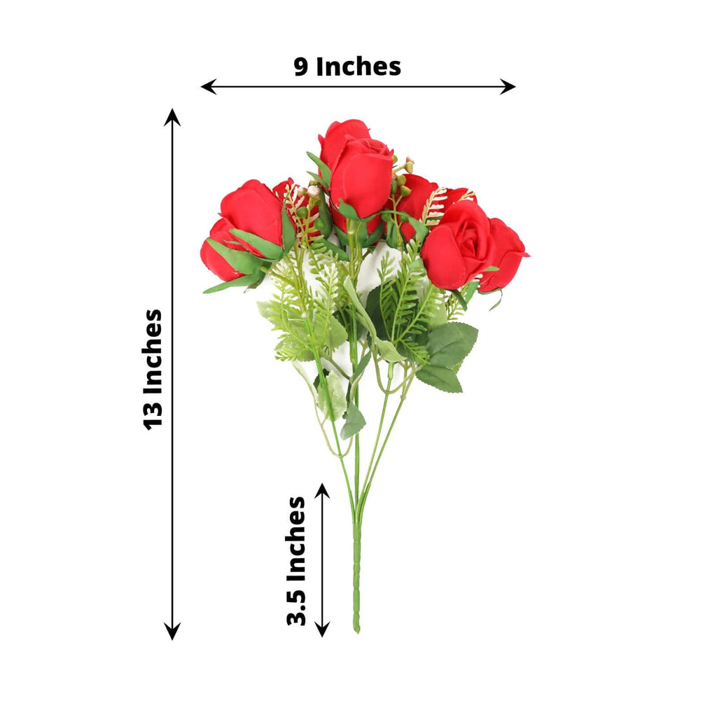 3 Pack 13" Red Silk Rose Bud Flower
