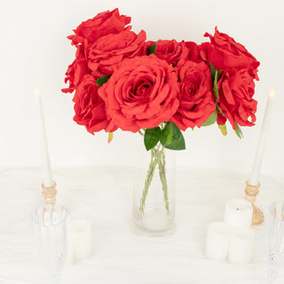 17" Red Premium Silk Jumbo Rose Flower Bouquet
