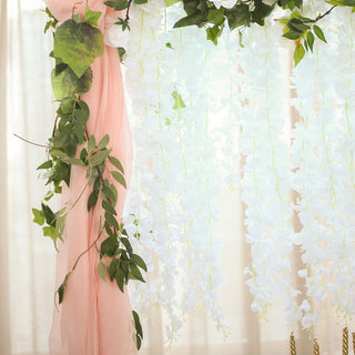 Elevate Your Event Decor with White Artificial Silk Hanging Wisteria Flower Garland Vines