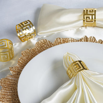 4 Pack Alluring Gold Plated Aluminum Napkin Rings