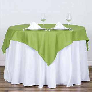 Add Elegance to Your Event with the Apple Green Square Polyester Table Overlay Add Elegance to Your Event with the Apple Green Square Polyester Table Overlay