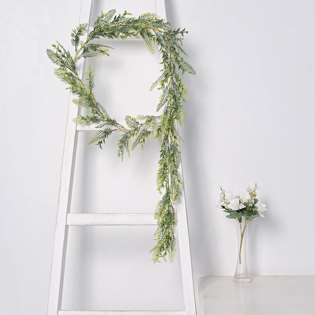 6Ft Artificial Frosted Eucalyptus & Baby's Breath Garland