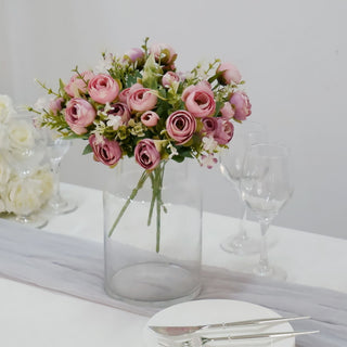 Elegant and Realistic Artificial Dusty Rose Ranunculus Silk Flower Bridal Bouquets
