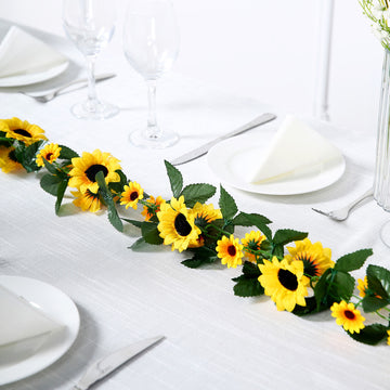 6.5ft Artificial Silk Sunflower Table Garland, Flower Vine Chain