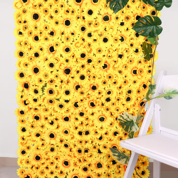 11 Sq ft. Artificial Sunflower Wall Mat Backdrop, Flower Wall Decor, Indoor Outdoor UV Protected - 4 Artificial Panels