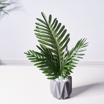 5 Stems Assorted Green Artificial Silk Tropical Palm Leaf Plants