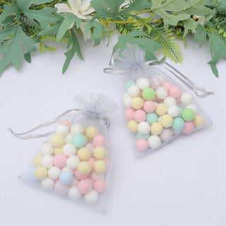 Elegant Silver Organza Drawstring Bags for Wedding Party Favors Elegant Silver Organza Drawstring Bags for Wedding Party Favors