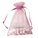 10 Pack | 5x7inch Pink Organza Drawstring Wedding Party Favor Gift Bags