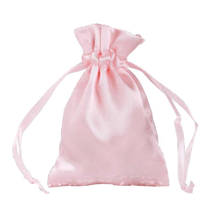 12 Pack | 3inch Blush/Rose Gold Satin Drawstring Wedding Party Favor Bags#whtbkgd