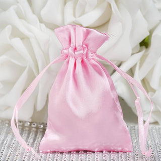Elevate Your Event Decor with Pink Satin Drawstring Pouch Gift Bags