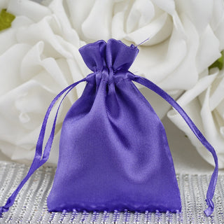 Purple Satin Drawstring Bags for Any Occasion