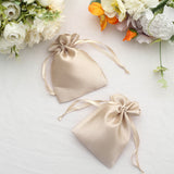 12 Pack | 4x6inch Beige Satin Drawstring Wedding Party Favor Gift Bags