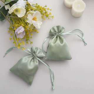 Sage Green Satin Drawstring Wedding Party Favor Gift Bags Sage Green Satin Drawstring Wedding Party Favor Gift Bags