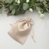 12 Pack | 6inch x 9inch Beige Satin Drawstring Wedding Party Favor Gift Bags