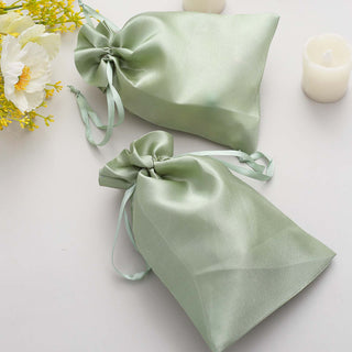 Glamorous Sage Green Satin Wedding Party Favor Bags