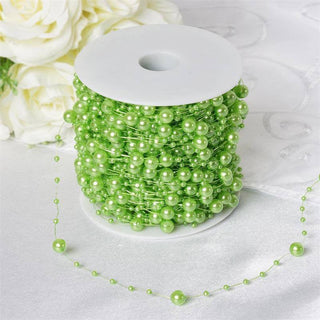 Glossy Tea Green Faux Craft Pearl String Beads