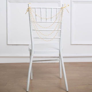 Amber Faux Pearl Beaded Chiavari Chair Back Garland Sash