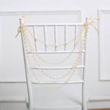 16inch Amber Gatsby Faux Pearl Beaded Wedding Chair Back Garland Sash