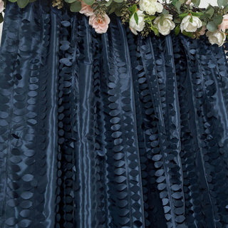 Navy Blue 3D Leaf Petal Taffeta Fabric Event Curtain Drapery Navy Blue 3D Leaf Petal Taffeta Fabric Event Curtain Drapery