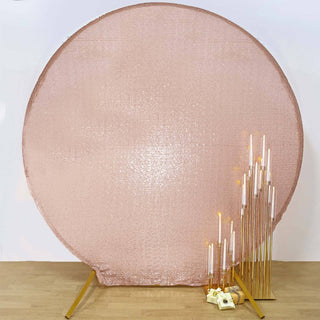Add a Touch of Glamour with the 7.5ft Metallic Blush Sparkle Sequin Round Wedding Arch Cover Add a Touch of Glamour with the 7.5ft Metallic Blush Sparkle Sequin Round Wedding Arch Cover
