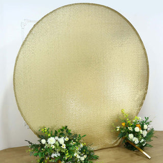 Transform Your Event with the 7.5ft Champagne Sparkle Sequin Round Wedding Arch Cover Transform Your Event with the 7.5ft Champagne Sparkle Sequin Round Wedding Arch Cover