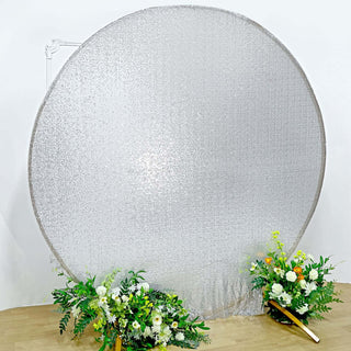 Customize Your Event Decor with the 7.5ft Metallic Silver Sparkle Sequin Round Wedding Arch Cover Customize Your Event Decor with the 7.5ft Metallic Silver Sparkle Sequin Round Wedding Arch Cover