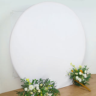 Elegant and Versatile 7.5ft White Round Spandex Fit Party Backdrop Stand Cover